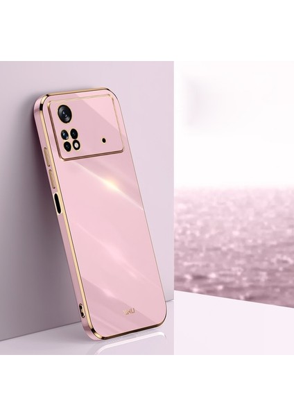 Xiaomi Poco X4 Pro 5g Uyumlu Kılıf Kamera Korumalı Parlak Gold Kenarlı Yumuşak Silikon Kapak