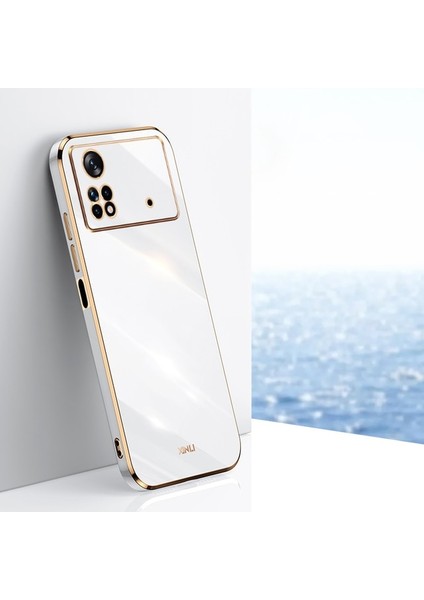 Xiaomi Poco X4 Pro 5g Uyumlu Kılıf Kamera Korumalı Parlak Gold Kenarlı Yumuşak Silikon Kapak