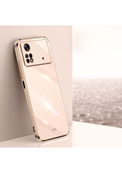 Xiaomi Poco X4 Pro 5g Uyumlu Kılıf Kamera Korumalı Parlak Gold Kenarlı Yumuşak Silikon Kapak