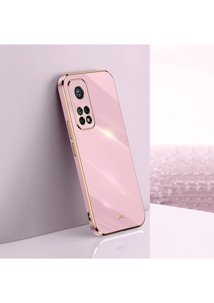 Xiaomi Mi 10T Pro Uyumlu Kılıf Kamera Korumalı Parlak Gold Kenarlı Yumuşak Silikon Kapak