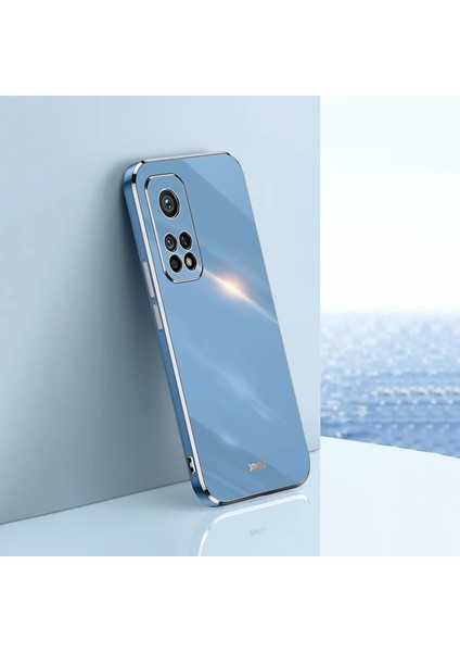 Xiaomi Mi 10T Uyumlu Kılıf Kamera Korumalı Parlak Gold Şerit Kenarlı Yumuşak Silikon Kapak