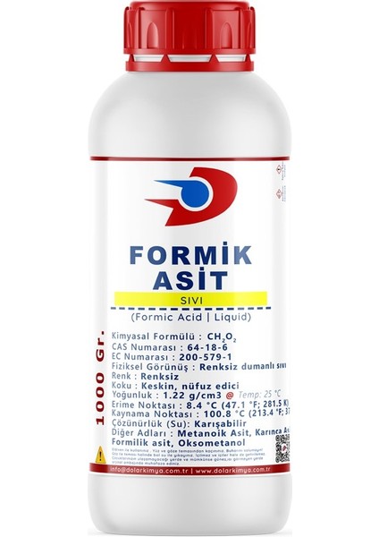 Dolar Kimya Formik Asit (Perstorp Isveç) | %85 Saflık |  1 kg