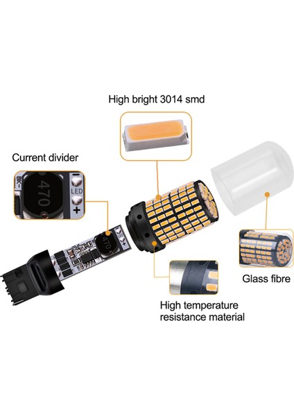 2x Araba 3014 144SMD CANBUS T20 7440 W21W Dönüş sinyali ışıkları için LED ampuller Park Fren lambası Ters Işıklar Kırmızı (Yurt Dışından) modelleri