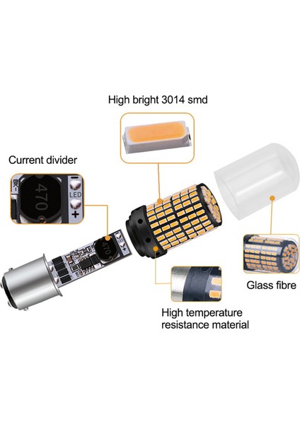 Adet 3014 144SMD Canbus Ampul P21W 1157 BAY15D Araba LED Ampul Gündüz Çalışan Dönüş Sinyali Ampul Süper Parlak Sarı Işık (Yurt Dışından)