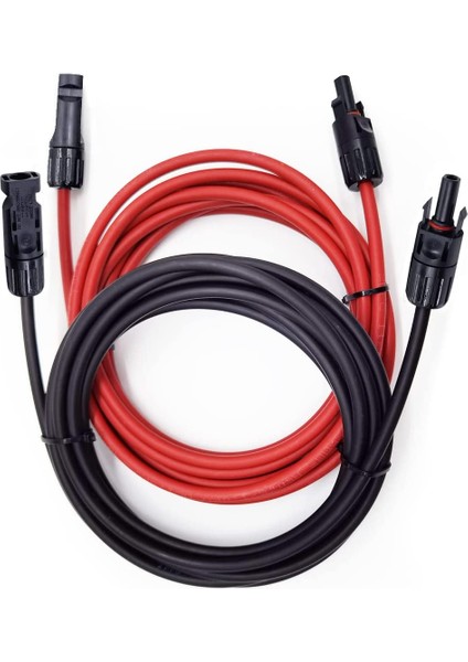 Solar Kablo 4 Mm2 Kırmızı-Siyah 10+10 Toplam 20 Metre- 2 Set Mc4 Konnektörlü