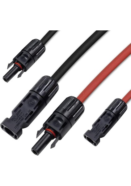 Solar Kablo 4 Mm2 Kırmızı-Siyah 10+10 Toplam 20 Metre- 2 Set Mc4 Konnektörlü