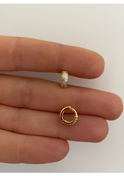Cerrahi Çelik Zirkon Taşlı Tragus Kıkırdak Helix Lobe Uyumlu Tombul Kalın Halka Piercing Küpe
