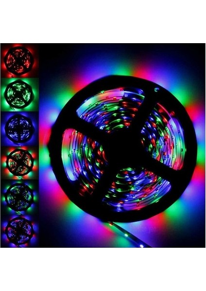 Rgb Kumandalı Şerit LED Set 3 Çipli 5 Metre Trafolu/su Geçirmez/flaşlı Rgb Set