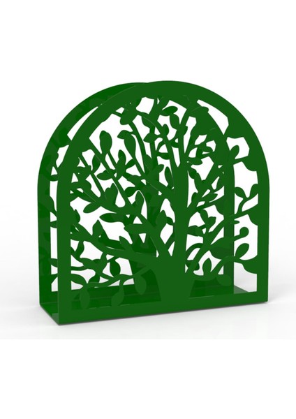 Hayat Ağacı Temalı Yeşil Metal Peçetelik