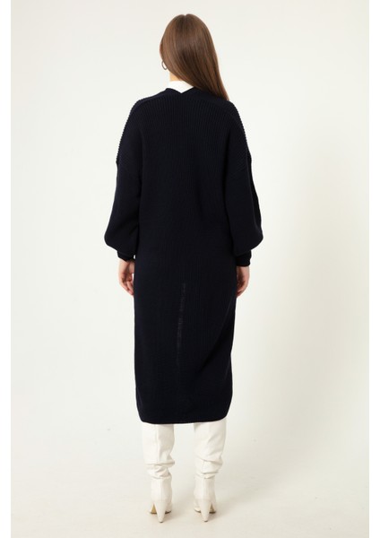 Kadın Lacivert Balon Kol Uzun Triko Hırka indirimleri