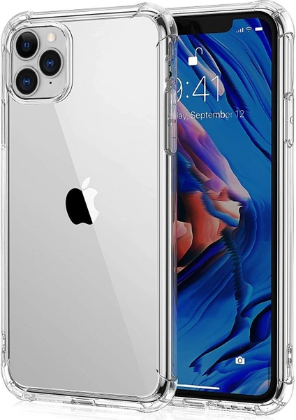 Apple iPhone 11 Pro Max Uyumlu Kılıf Köşe Korumalı Berrak Saydam Sert Silikon Antishock