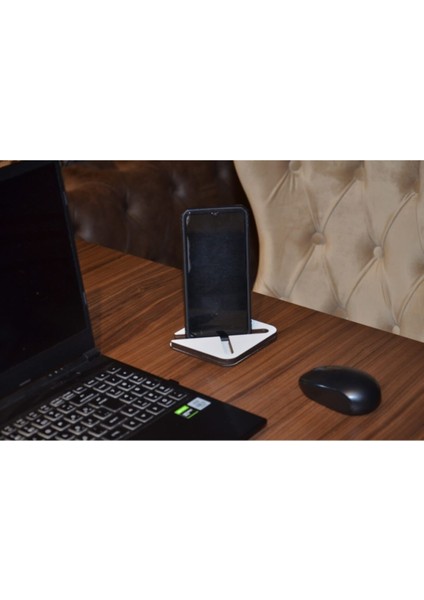 Ahşap Telefon Tutucu Beyaz Renk