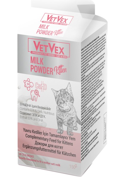 Mılk Powder Yavru Kediler Için Tamamlayıcı Yem 150 gr -Vetvex