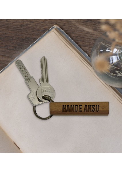 Kişiye Özel Isimli Spotify Barkodlu Ahşap Dikdörtgen Bar Anahtarlık