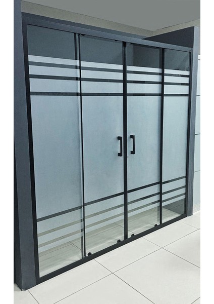 Duşakabin Ön Cephe Siyah Profil 5mm Desenli Cam Yükseklik 190cm modelleri