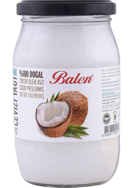 Organik Hindistan Cevizi Yağı 300 ml