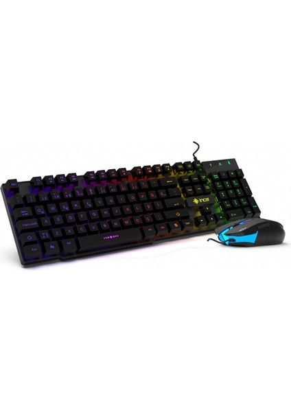 IKG-448 Rainbow Efect Mekanik Hisli Gamer Klavye Mouse Set