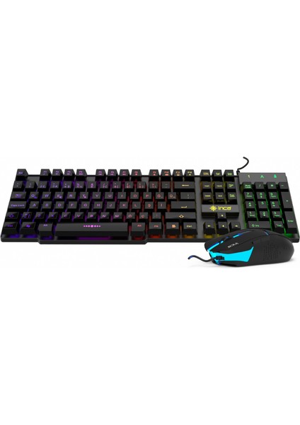 IKG-448 Rainbow Efect Mekanik Hisli Gamer Klavye Mouse Set