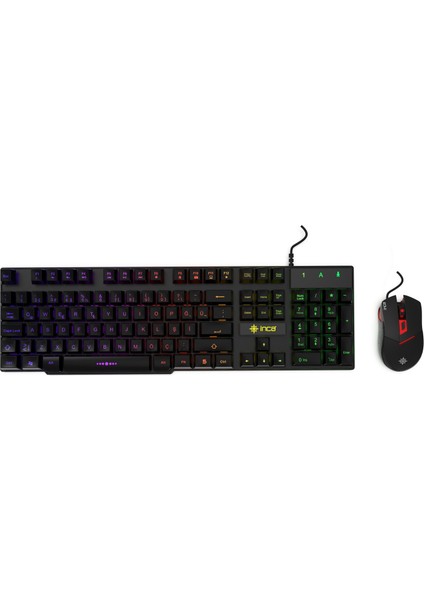 IKG-448 Rainbow Efect Mekanik Hisli Gamer Klavye Mouse Set