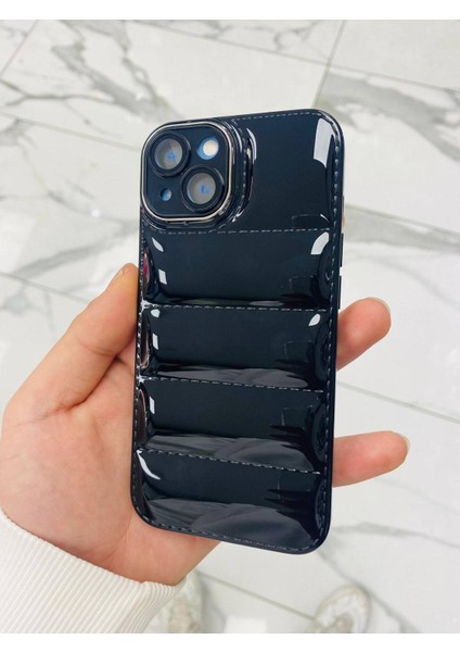 iPhone 14 Plus Puffer Hologram Kılıf Parlak Kılıf Yastık Kılıf Kamera Korumalı Kılıf Yumuşak Kılıf