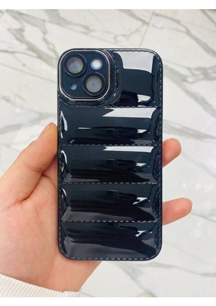 iPhone 14 Plus Puffer Hologram Kılıf Parlak Kılıf Yastık Kılıf Kamera Korumalı Kılıf Yumuşak Kılıf