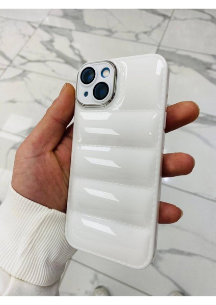iPhone 14 Plus Puffer Hologram Kılıf Parlak Kılıf Yastık Kılıf Kamera Korumalı Kılıf Yumuşak Kılıf