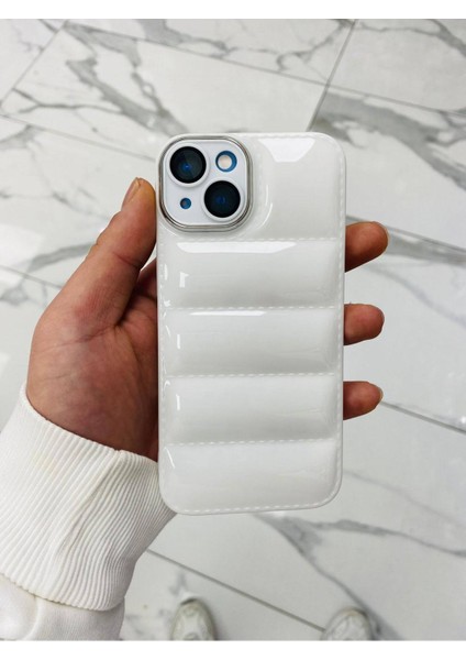 iPhone 14 Plus Puffer Hologram Kılıf Parlak Kılıf Yastık Kılıf Kamera Korumalı Kılıf Yumuşak Kılıf