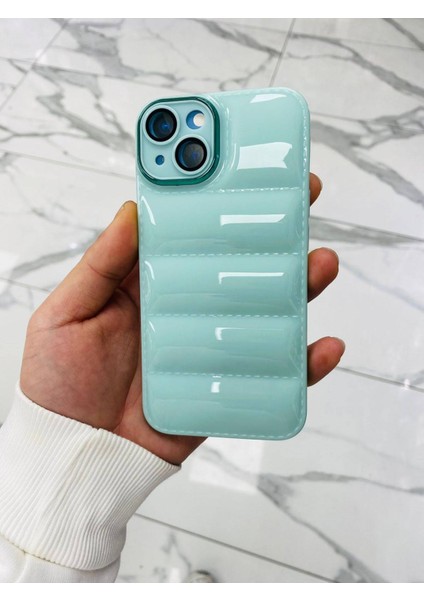 iPhone 14 Plus Puffer Hologram Kılıf Parlak Kılıf Yastık Kılıf Kamera Korumalı Kılıf Yumuşak Kılıf