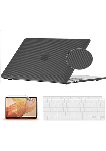 Macbook Pro 13 Inç M2 Çip A2686 Tam Uyumlu Alt Üst Kılıf + Klavye Kılıfı + Ekran Koruyucu Film