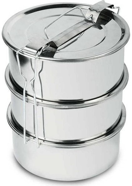 Paslanmaz Çelik 3lü Sefer Tası 1.5lt 2-3 Kişilik Yemek Taşıma Kabı 500ML X3 Isıtılabilir %100 Metal