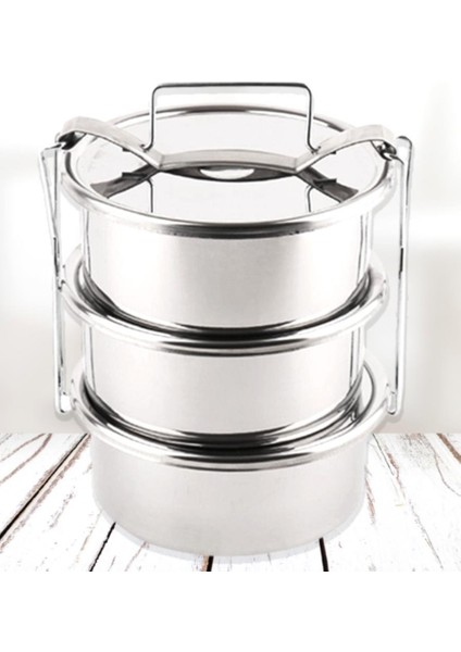 Paslanmaz Çelik 3lü Sefer Tası 1.5lt 2-3 Kişilik Yemek Taşıma Kabı 500ML X3 Isıtılabilir %100 Metal