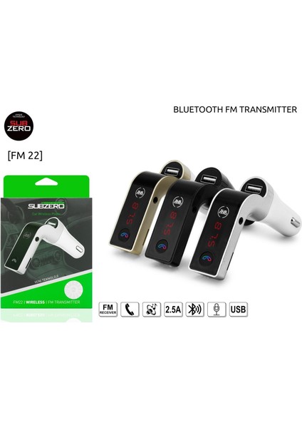 2.5A Bluetooth Fm Transmitter Subzero FM22