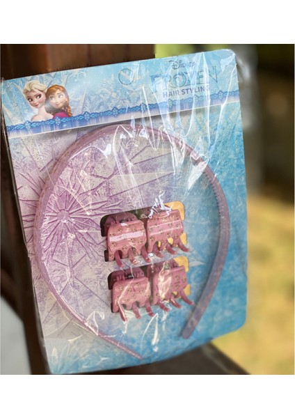Elsa Frozen Açık Pembe Taç Toka Çocuk Hediye Set