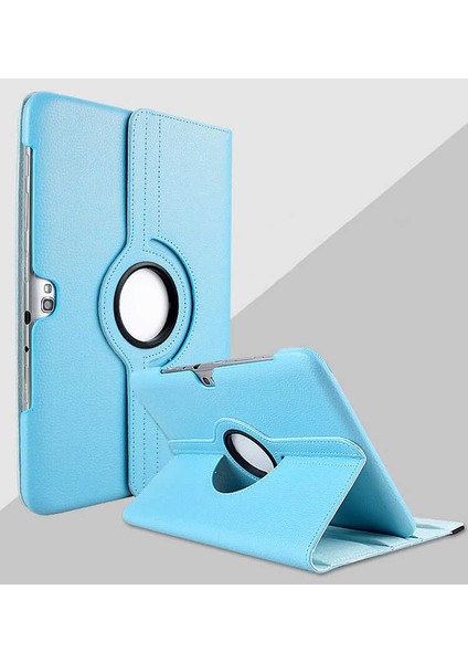 Case 4U Samsung Galaxy Note 10.1 N8000 Uyumlu Uyku Modlu 360 Derece Dönebilen Standlı Tablet Kılıfı Mavi