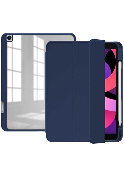 Case 4U Apple iPad Pro 10.5 (7.Nesil) Manyetik Nort Arkası Şeffaf Standlı Kılıf Lacivert