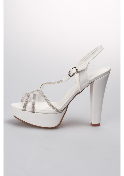 Taşlı Beyaz Renk Kadın Topuklu Ayakkabı fiyatları