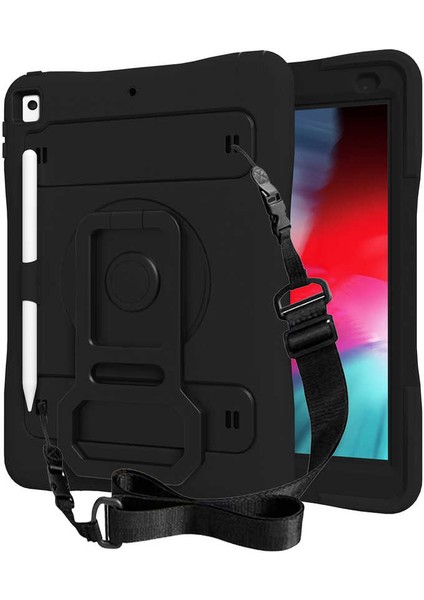 Case 4UApple iPad 9. Nesil 10.2" Uyumlu Kılıf 2021 Stand Askılı Zırh Tank Defender Case Siyah