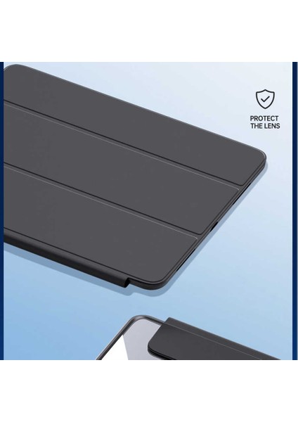 Apple iPad 10.2 2021 (9.Nesil) Manyetik Nort Arkası Şeffaf Standlı Kılıf Siyah