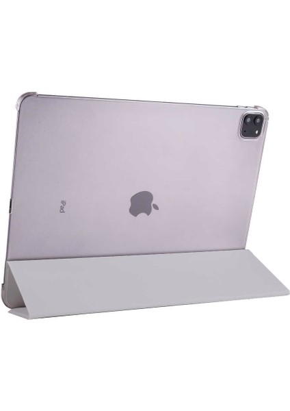 Apple iPad Pro 12.9 2021 (5.Nesil) Smart Cover Katlanabilir Standlı Tablet Akıllı Kapak Gri