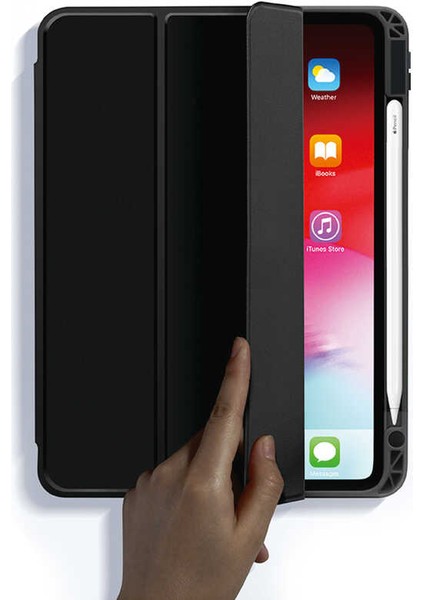 Case 4U Apple iPad Pro 12.9 2020 (4.Nesil) Manyetik Nort Arkası Şeffaf Standlı Kılıf Lacivert