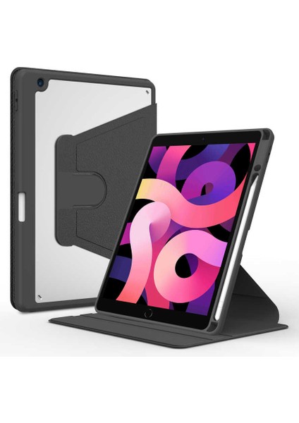 Case 4U Apple iPad Pro 10.5 (7.Nesil) Kalem Bölmeli Nayn 360 Derece Dönebilen Standlı Kılıf Siyah