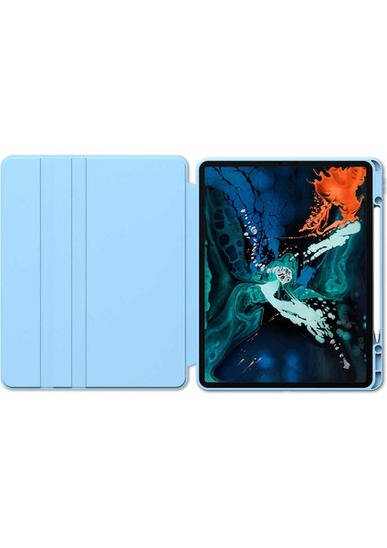 Case 4U Apple iPad Pro 12.9 2020 (4.Nesil) Kalem Bölmeli Nayn 360 Derece Dönebilen Standlı Kılıf Siyah