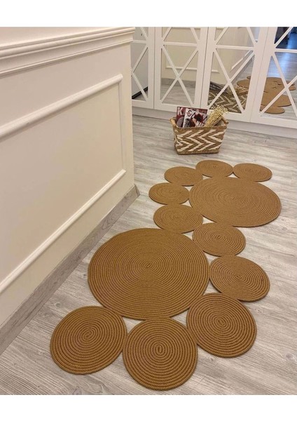 Evvemall Geometrik Jüt Hasır Yıkanabilir Salon Mutfak Balkon ve Bahçe Royal Serisi Jüt Kilim Jüt Halı 28