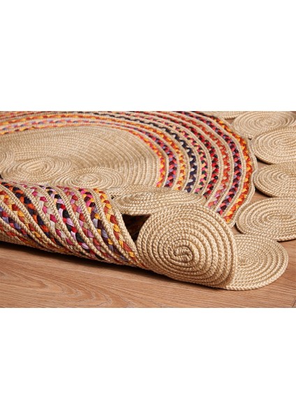 Evvemall Geometrik Jüt Hasır Yıkanabilir Salon Mutfak Balkon ve Bahçe Royal Serisi Jüt Kilim Jüt Halı 37