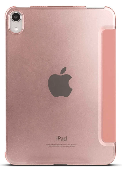 Case 4U Apple iPad Mini 2021 (6.Nesil) Smart Cover Katlanabilir Standlı Tablet Akıllı Kapak Rose Gold