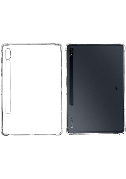 Samsung Galaxy Tab S7 T870 Uyumlu Kılıf Darbe Emici Nitro Anti Shock Silikon Kapak Şeffaf