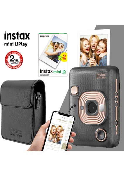 Instax Mini Liplay Hybrid Elegant Black Fotoğraf Makinesi Hediye Seti 4