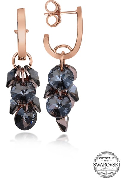 Crystal Kadın Salkım Rose Gümüş Küpe