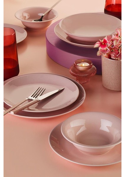 Ikram Dünyası Kütahya Porselen 24 Parça Hera Pearl Pembe Yemek Seti fiyatları