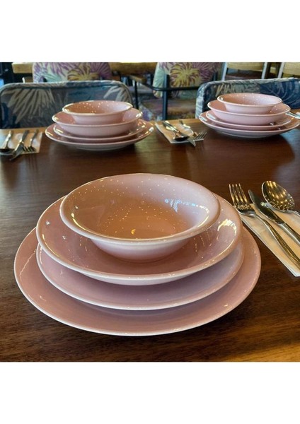 Ikram Dünyası Kütahya Porselen 24 Parça Hera Pearl Pembe Yemek Seti modelleri